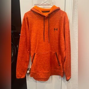 Under Armour Orange Mens Hoodie Black Logo Size: Large Preloved No Flaws